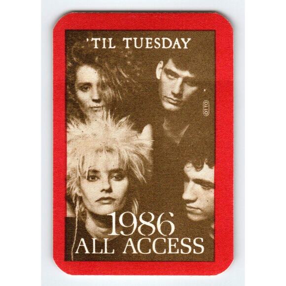 Til Tuesday 1986 Backstage Pass Pop Rock Red Cloth Fabric Original Vintage Band - Picture 1 of 2